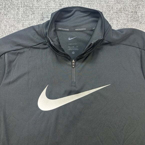Nike Running Top Men Black Extra Large Long Sleeve Reflective Quarter Zip DriFit - Picture 2 of 14